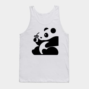 Cute panda drinks coffee Tank Top